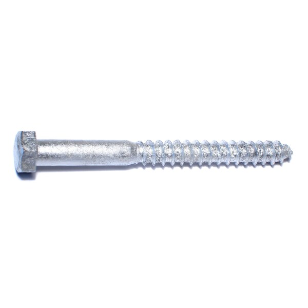 Lag Screw, 3/8 in, 4 in, Steel, Hot Dipped Galvanized Hex Hex Drive, 50 PK